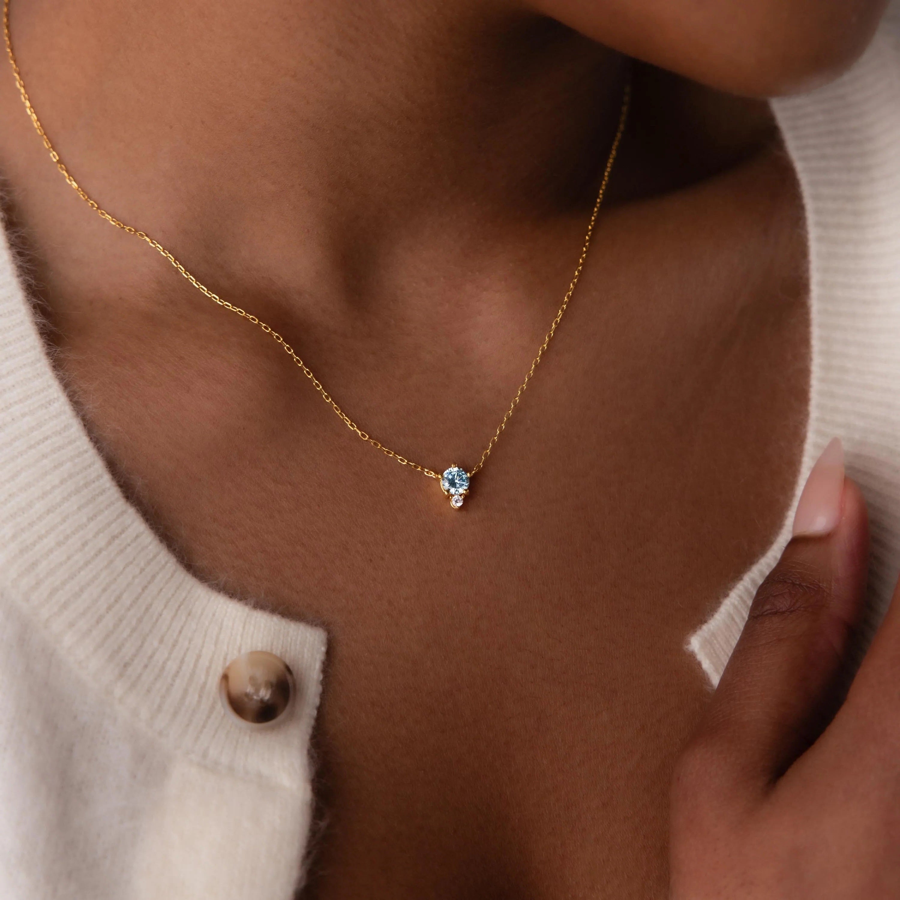 Aurora Birthstone Drop Necklace