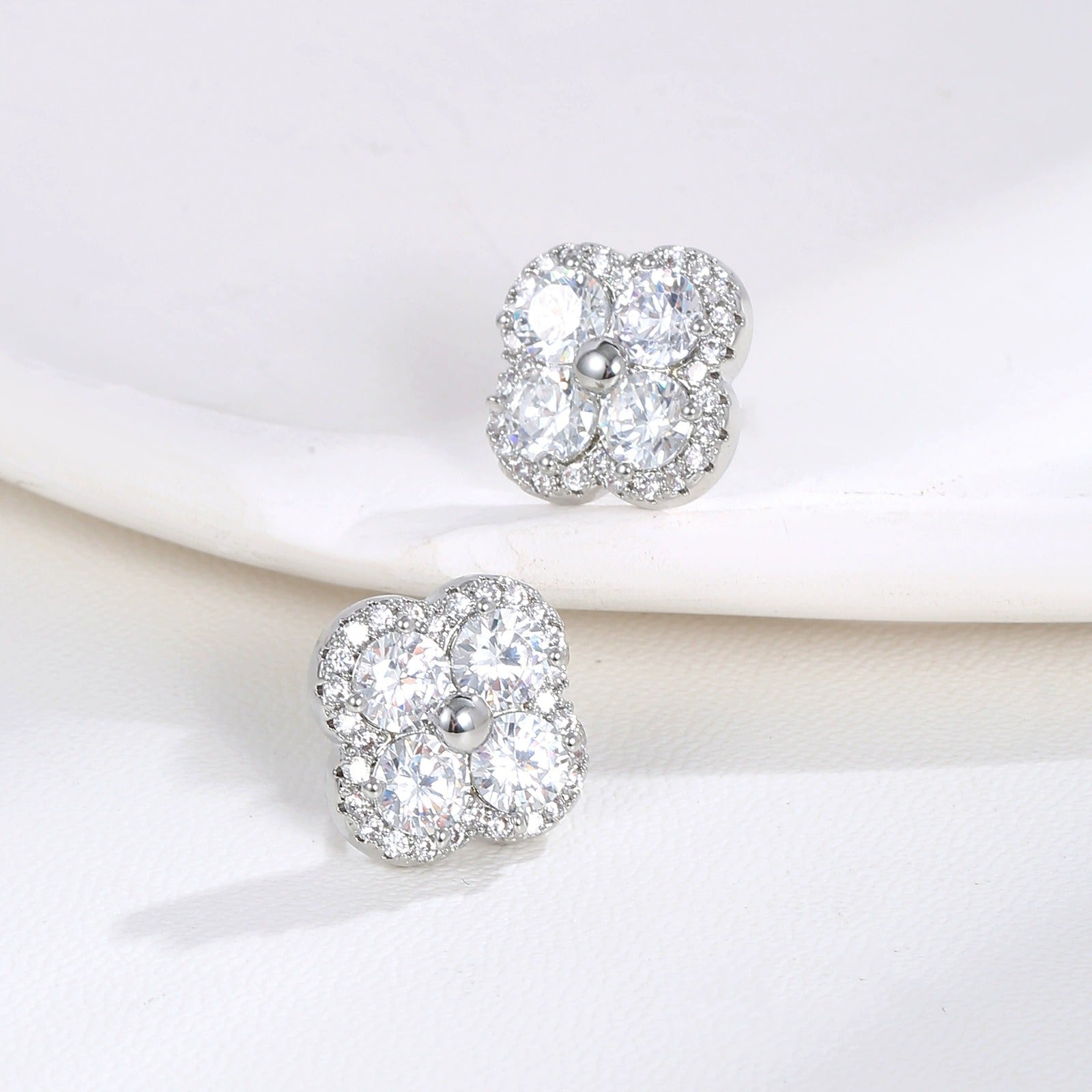 Augustina Silver Crystal Earrings