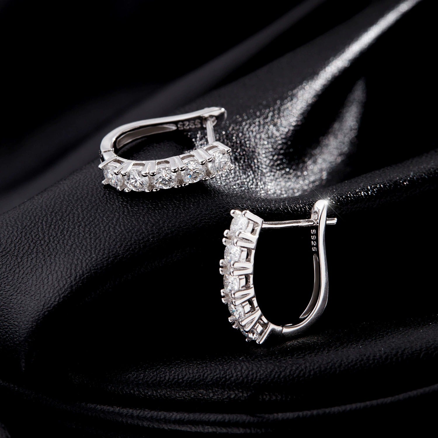 Amelia Pavé Silver Hoops