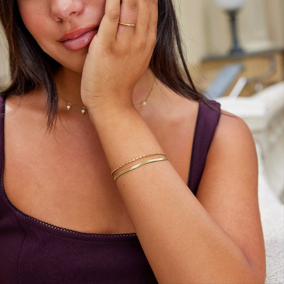Vida Snake & Bead Bracelet